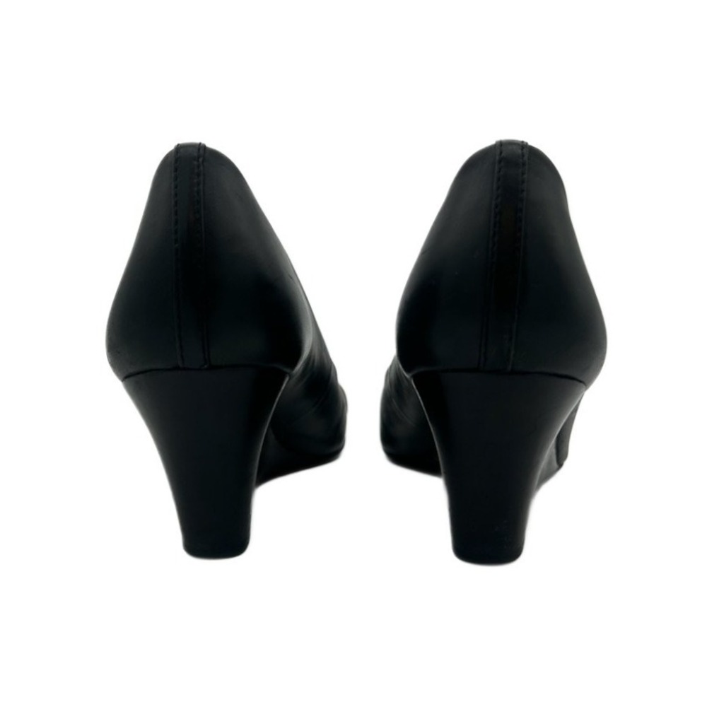 Classic‎ Tory Burch Black Leather Gold Logo Wedge Heel Pumps Shoes Size 8.5M - Picture 3 of 4